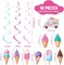 18PCS Ice Cream Hanging Swirl Decorations – Sweet Summer Ceiling Streamers for Girls Birthday, Baby Shower, Ice Cream Party Supplies & Candy Theme Decor